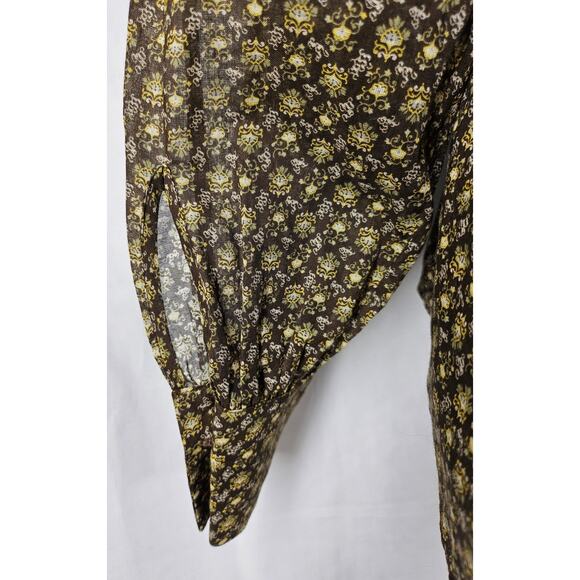 REBECCA TAYLOR WOMEN'S BROWN PAISLEY PATTERN BLOUSE TOP STYLE 721 947 8795 - Picture 3 of 13